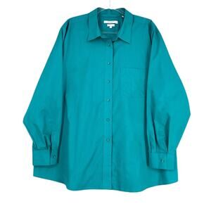 Foxcroft Teal Button-Down Shirt for Women